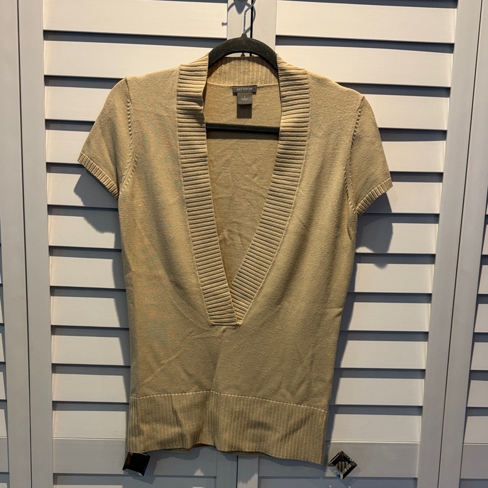Ann Taylor Tan V-Neck Sweater